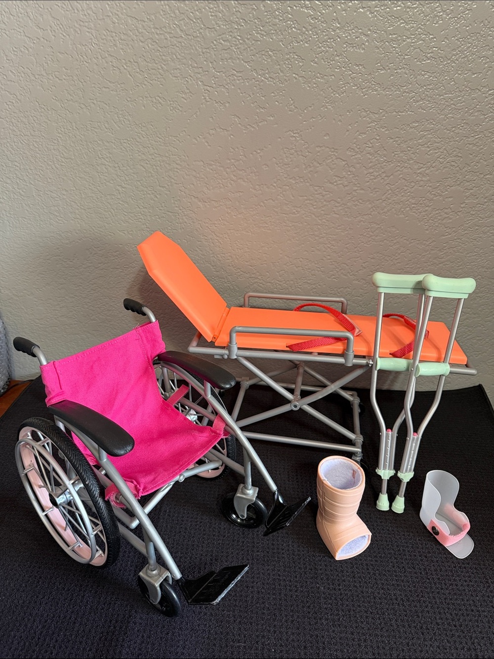 Our Generation 18” Dolls Gurney Hospital Bed Wheelchair Crutches & Cast Medical - Picture 1 of 15